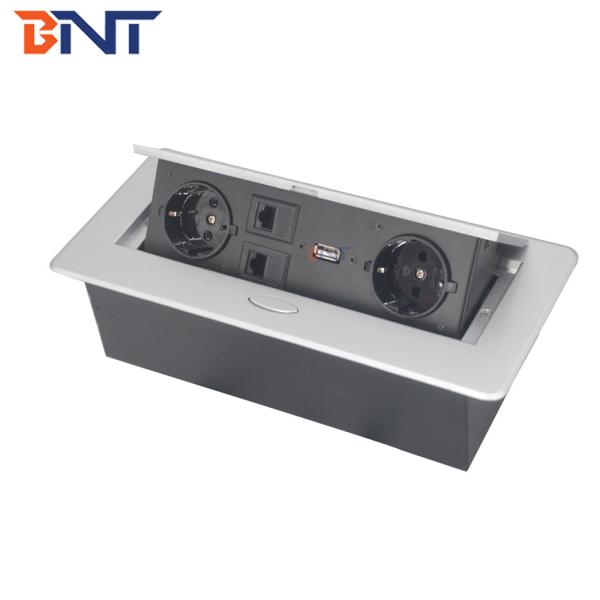 German power table mount pop up desktop socket with two rj45 internet