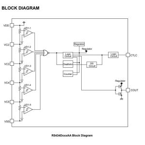 R5434D402AA R5434D 2 Cell Battery Charger IC Power Manager IC