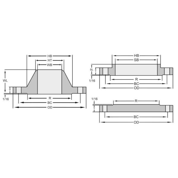 ASME B16.5 Class 150 Flange Dimensions Slip On Blind Lap Joint Socket Weld Pipe Flanges BSP Threaded Class 600 900 1500 2500