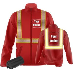Safety Windbreaker Customizable 360 Reflective Stripe Long Sleeve Safety Apparel