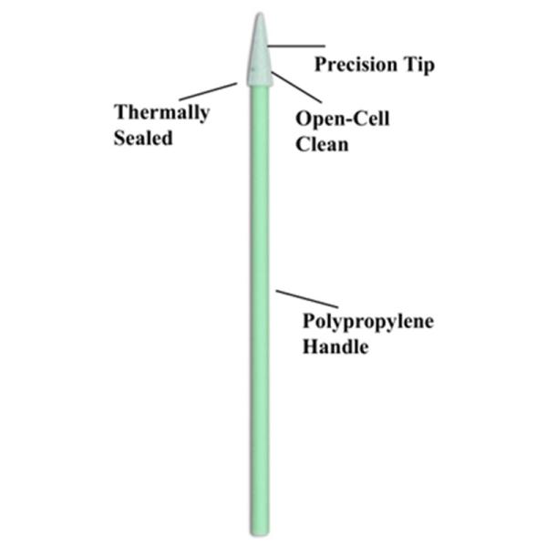 Green Cleanroom Products Plastic Handle Cleanroom Foam Swabs Polypropylene