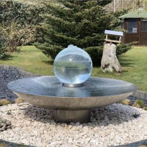 China Stainless Steel Sphere Water Feature Mirror Polished With Rotating Ball on sale