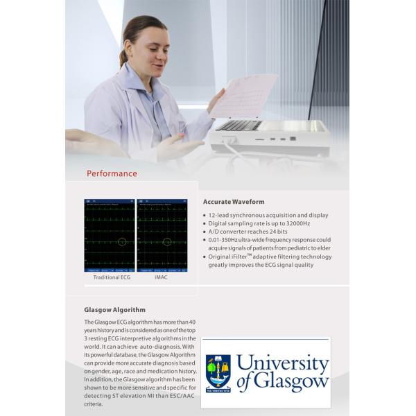 HD Display Clinic-Grade 12-Lead ECG With ST-Elevation MI Diagnosis A4 Printing PC Software Wired Wireless Connectivity