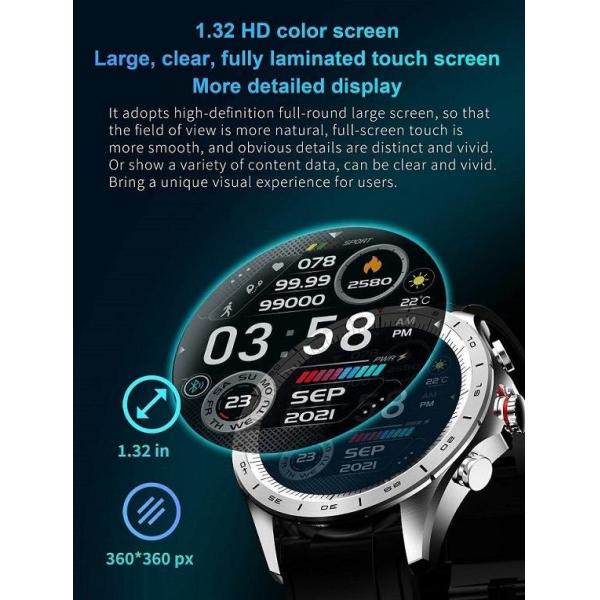 128Mb Bluetooth Android Smartwatch Zinc Alloy 1.32 Inch For Men