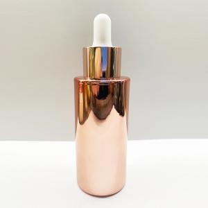 Buy cheap OEM ODM Rose Gold Electroplating Glass Dropper Bottles Round Shape product
