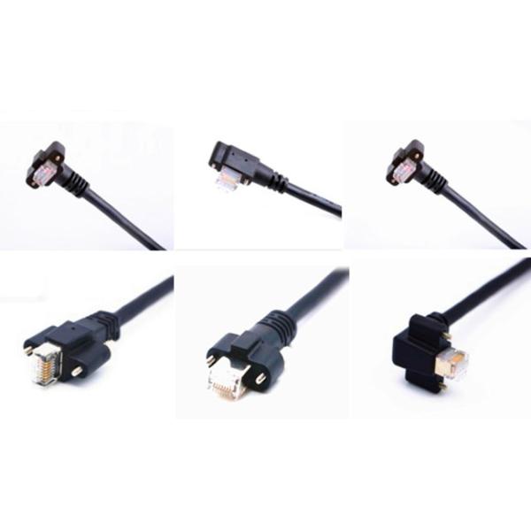 Halogen - Free Double Ended Cable Down Angle RJ45 Vertical With Screw Orientation