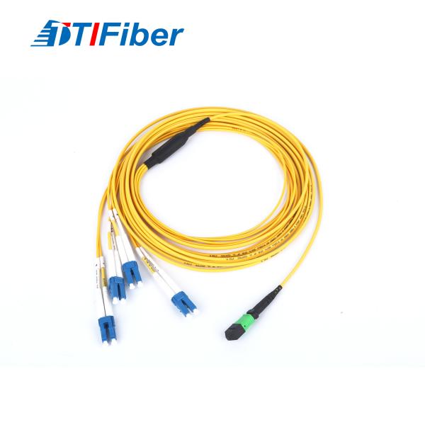 Type B 12 Fibers MPO Fiber Optic Patch Cord Female To LC SM