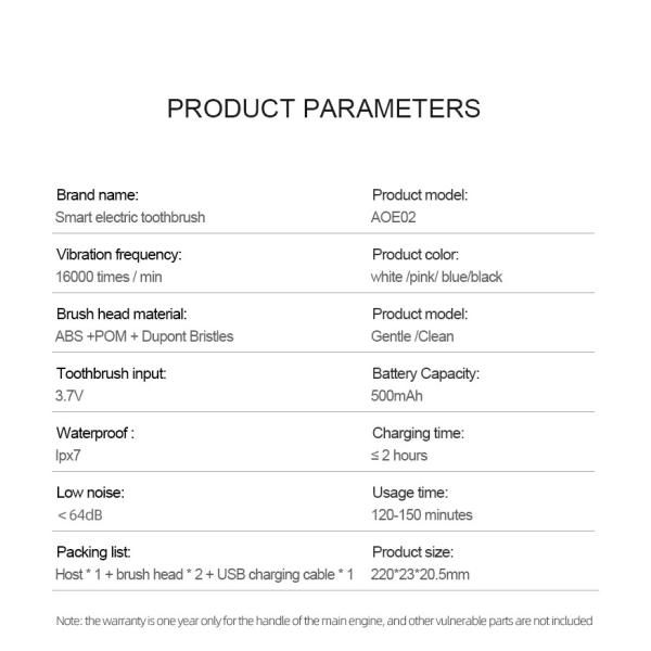 Slim Portable Sonic Automatic Toothbrush 500mAh Wear Resistant