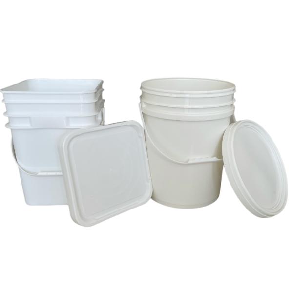 Blue 20 KG Square Pail with Lid and Handle Space-Saving Coffee Bean Storage Solution