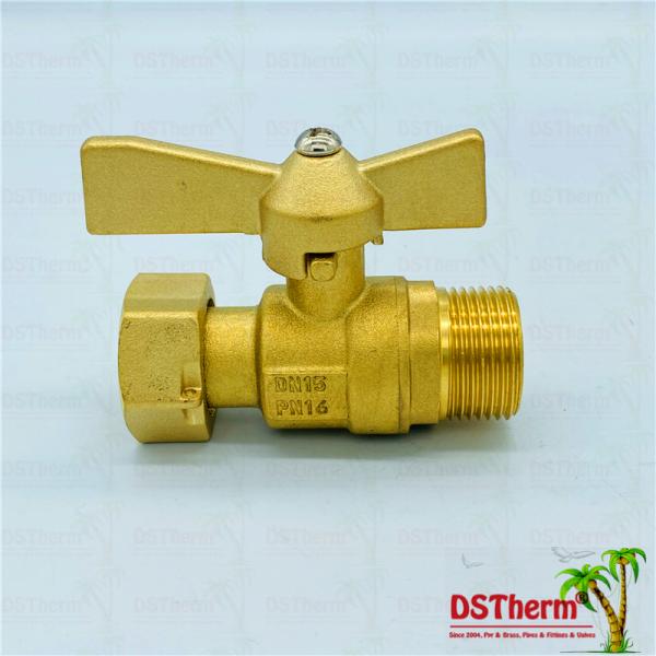 Elbow Handle Single Union Ball Valve Male And Female Brass With Male Threaded Connector