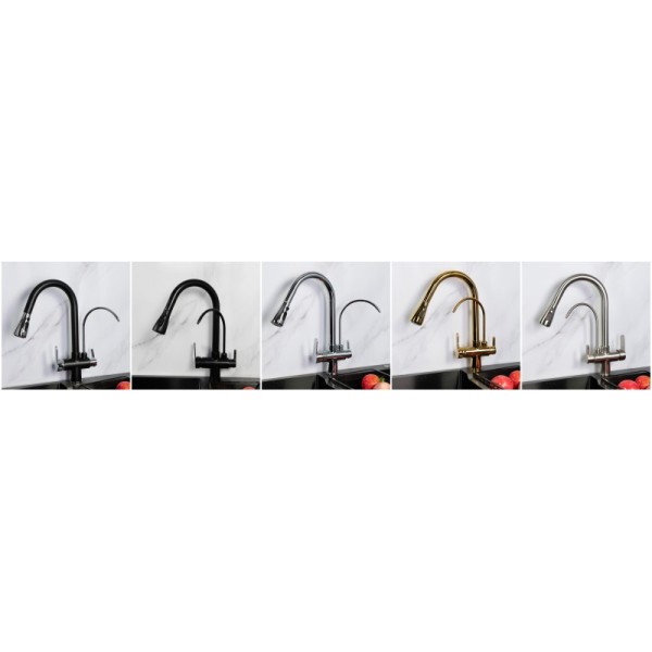 Deck Mounted Kitchen Smart Faucet Three Way 30 - 80 PSI Pressure Range