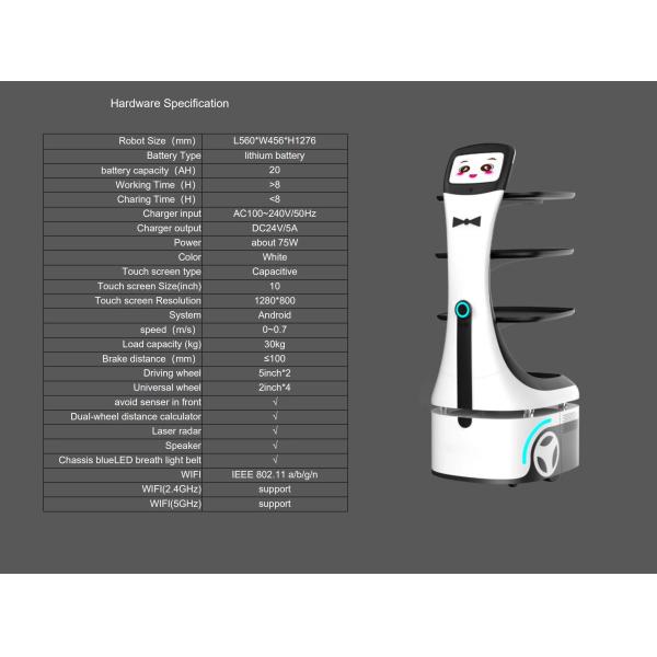 Dish Delivery Self Charging Robot LCD Screen Hotel Remote Control Robot