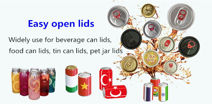 Custom Ring Pulling Open 113 Aluminum Can Lids For Beverage Bottles