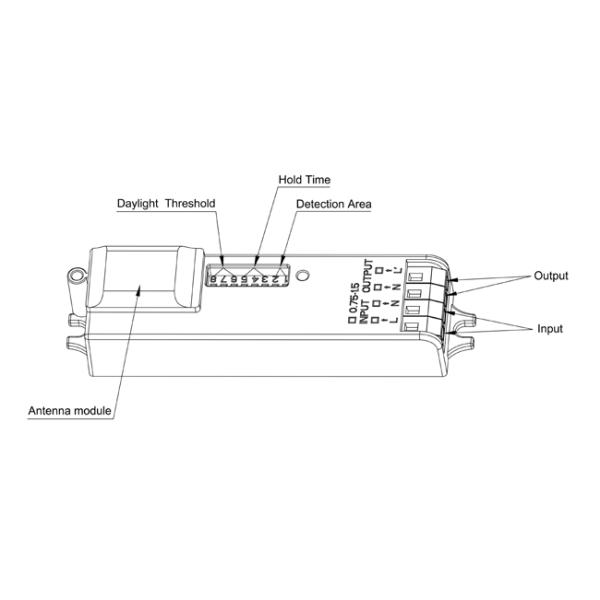 Tri Proof EN55015 Microwave Motion Sensor Designed For Slim Lights