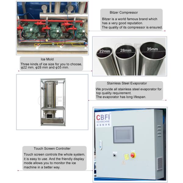 45 Ton Tube Automatic Edible Ice Machine With PLC Program Control