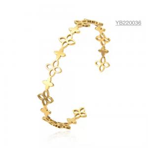 Buy cheap Ring Style Hollow Gold Flower Bracelet 304 316 316L Stainless Steel Adjustable Bangle product