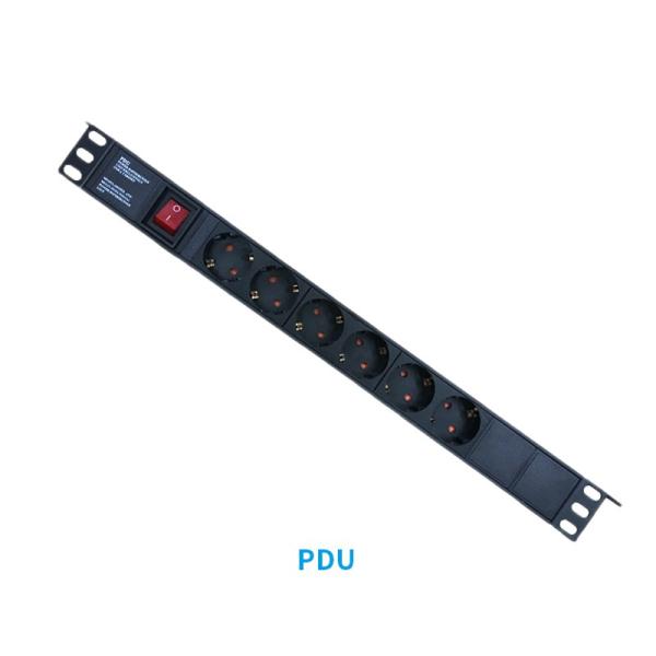 Black Euro 6 Way Network Cabinet Accessories Max Current 10A BS 10A Plug