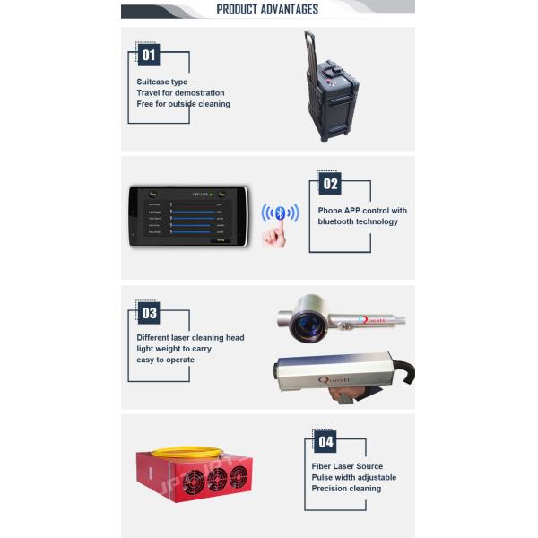 Trolley Case 50 Watt Laser Rust Removal Machine Wireless Bluetooth Connection