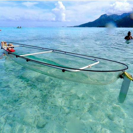 Double Polycarbonate Plastic Crystal Clear Canoe Kayak For Two Person