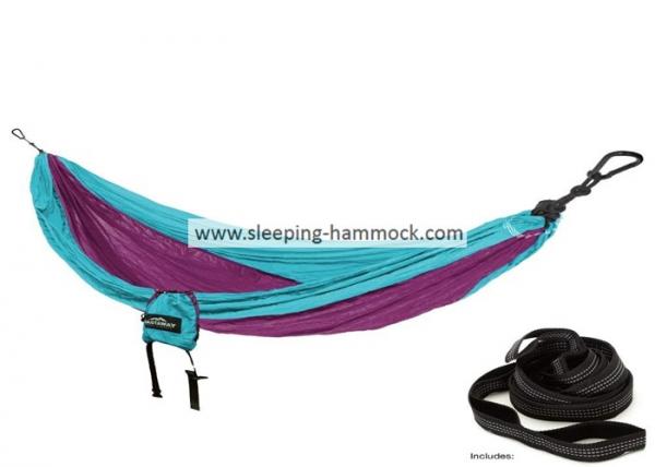 Quality 210T Quick Dry Ultralight Portable Travel Hammock For Two With Hanging Accessory Blue Purple for sale