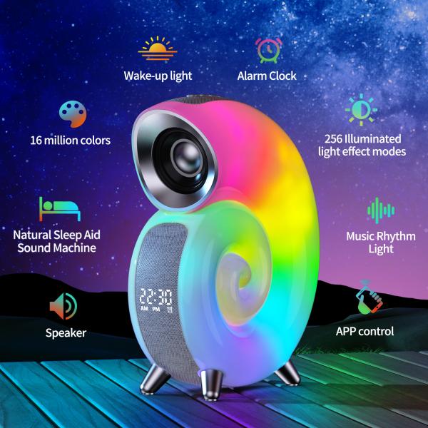 Wireless Charger with Alarm Clock Digital App Control RGB Light Wireless Speaker