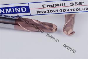Long Flute Ball Nose End Mill with 100 mm Length 10 mm Dia 0.5 - 0.6 UM Grain Size
