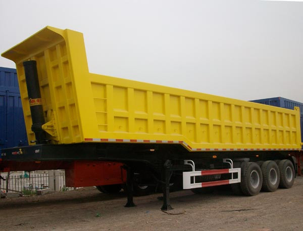 Pull Behind Dump Truck Trailer , Semi Gooseneck Dump Flatbed Trailer 40m3 Loading Weight