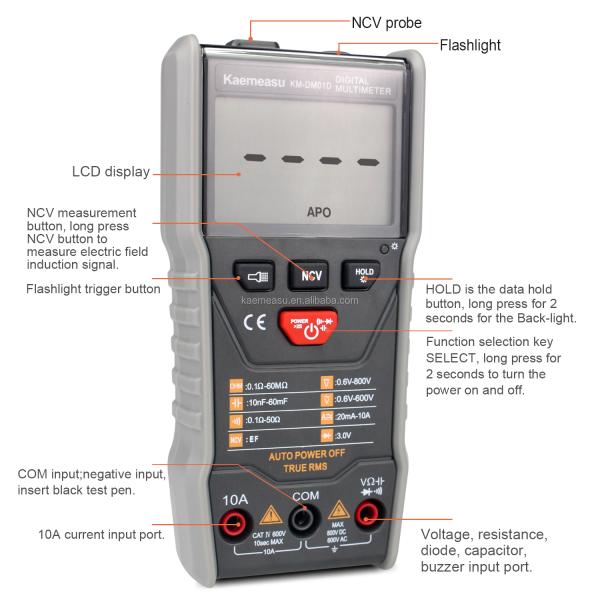 Auto Range Multifunction Multi tester Electric Smart Voltmeter Digital Multimeters for Measuring Voltage Range 6V-1000V