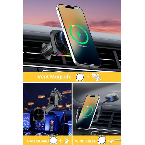 Q2 Wireless Car Charger with 9-Color Ambient Light and Music Sync