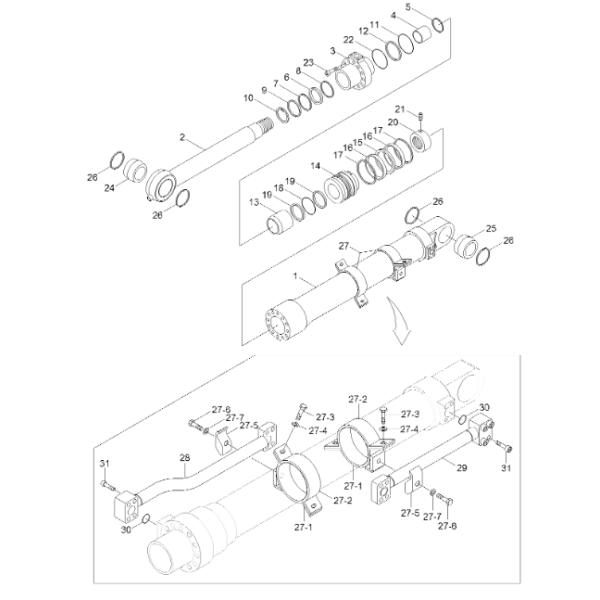 31Y1-29100 Seal Kit HYUNDAI Excavator Bucket Cylinder Parts For R210LC-9 R380LC-9DM