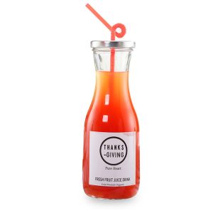Buy cheap 500ml Thick Glass Beverage Bottle With Straw / Lid Environmentally Friendly product