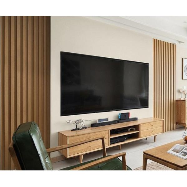 Indoor Fluted Wall Panel with Slat Interiored Nano PVC Wood Effect Mall Damask Pattern