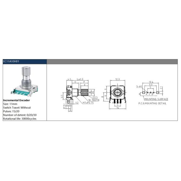 EC11A10H01 Rotary Encoder 15/20mm Meihua Ice / Half Shaft with Switch Digital Potentiometer