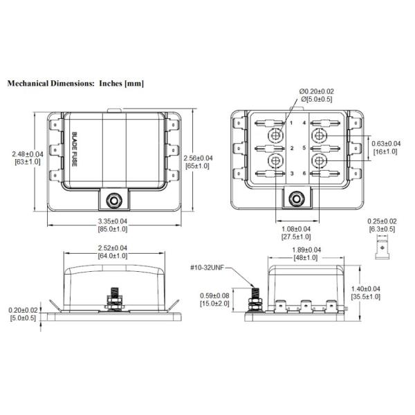 12V 24V DC 6 Pole Automobile Auto Balde Fuse Block With Spade Terminals