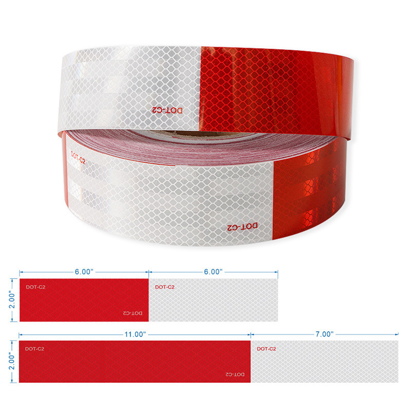LU Traffic Safety DOT-C2 Certificate Reflective Strip PET Material Red White Checkered Warning Tape for Vehicle