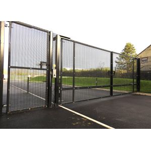 China HGMT Round Post 3D Mesh Metal Garden Fence Gate on sale