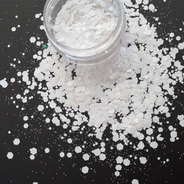 White Chunky Glitter Powder Nail Art 1kg Bag Package Mixes White Color Glitter