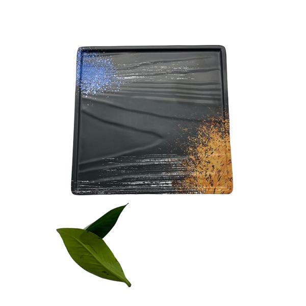 8'' Restaurant Hotel Melamine Dinnerware Square Shape Plate Galaxy Pattern