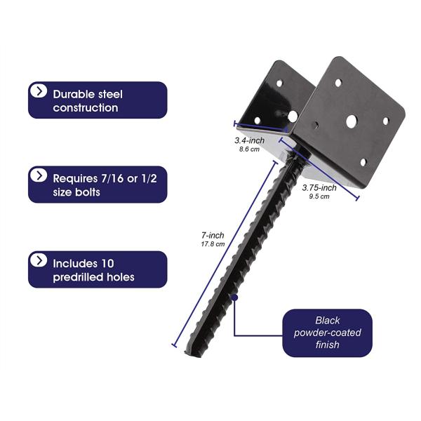 Sturdy and Durable Concrete Column Anchor U Shape Fence Column Bracket for 4x4 Posts