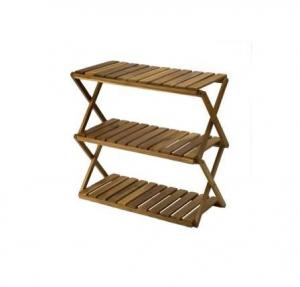 China Wooden Foldable Bamboo Shoe Rack 3 Layer Shelf For Living Room on sale