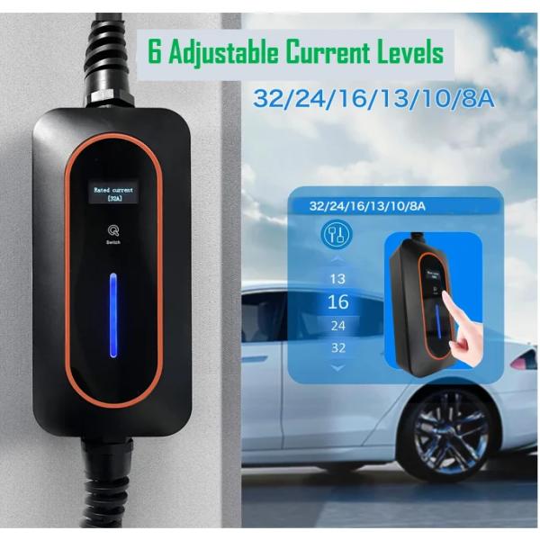 3.6KW 16A Type 2 EV Charger Portable Single Phase Electric Car Charger With LCD Screen