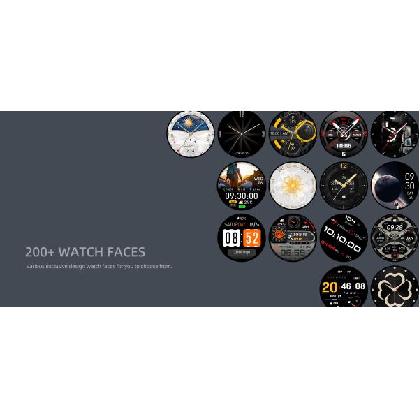 DM76 Sport Smart Watch GPS Ultra-thin 1.32'' AMOLED BT Call 50M Waterproof Compass Heart Rate