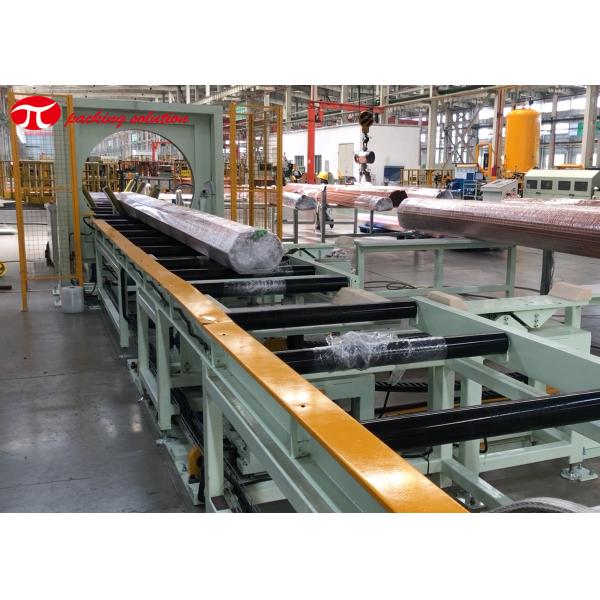 Copper tube horizontal wrapping line with end stroage system