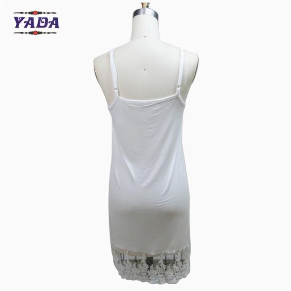 Fashion casual spaghetti strap girls lace slip mature women 100% cotton white dress in cheap price