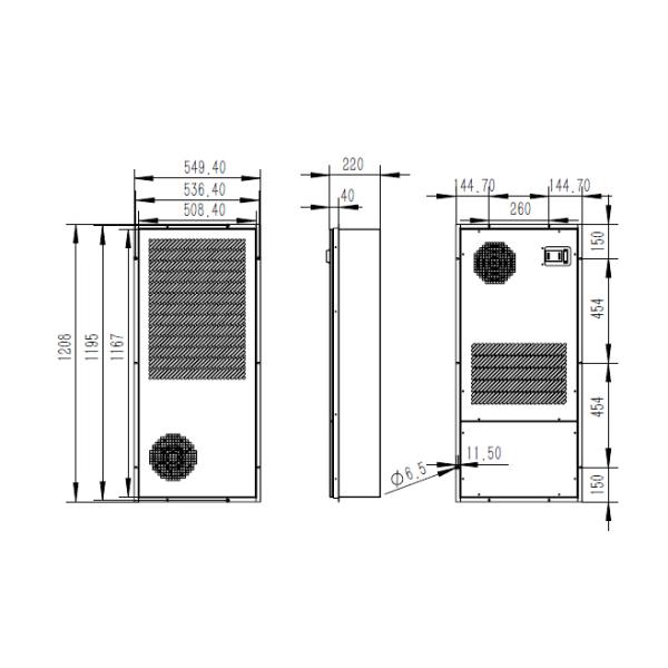 DC48V 3000W Outdoor Enclosure Air Conditioner IP55, DC Powered Air Conditioning For Telecom Cabinet