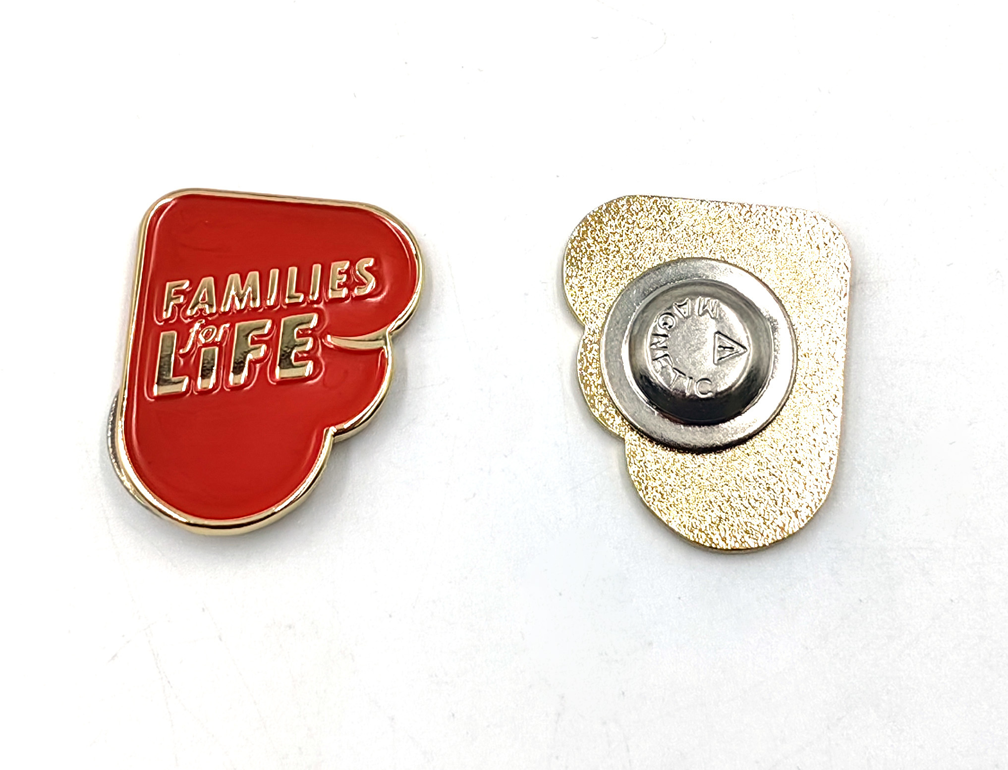 Shiny Gold Red Soft Enamel Badge with Magnetic Clasp for Custom Emblem/Lapel Pin Collection Available in 1 Inch Size