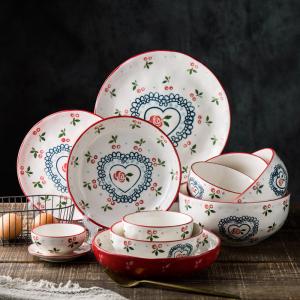 China Nordic Style Porcelain Tableware Set , Hand Painted Ceramic Plates And Bowls For Hotel on sale