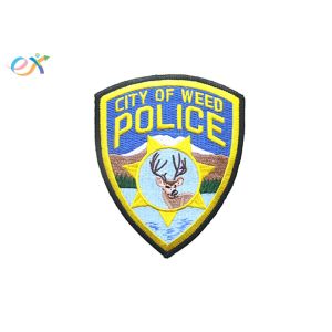 Various Shape Police Embroidered Patch Iron On Backing Twill Material