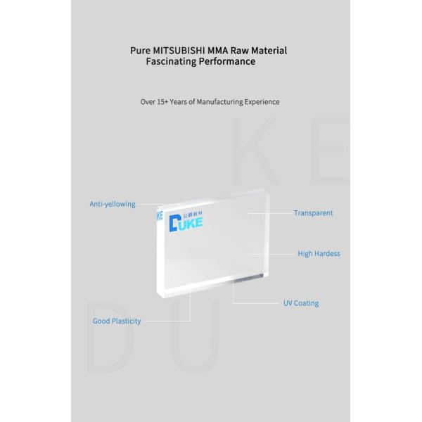 93% High UV Transmittance Clear 2.8 mm Cast Acrylic Board 4in 8in 10inch For Laser Cutting