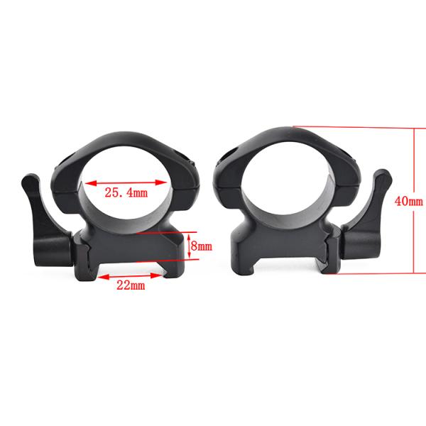 25.4mm Diameter Steel Quick Release Scope Mount Ring Bracket for Medium to Low Profile